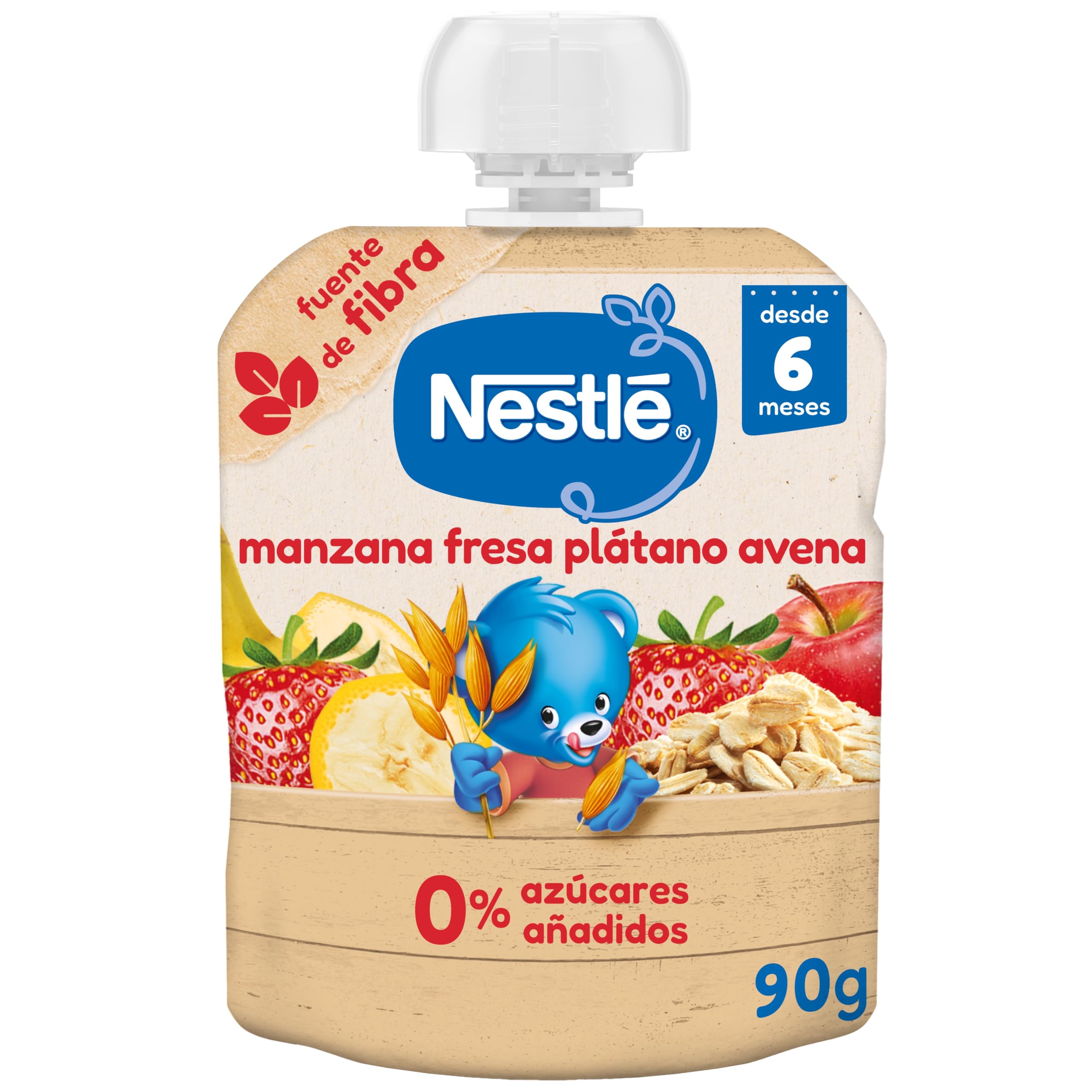 NESTLÉ Puré Manzana Fresa Plátano y Avena para bebés 16x90g