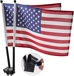 2Pack Car Flag with Flagpole Mount & American Flag, 12" x 16" Two-section Removable