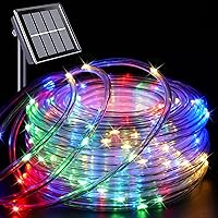 Vista 1 de YEGUO Cuerda de luz solar impermeable para exteriores, 66 pies, 200 luces LED multicolor, 8 modos de luces de tubo de Navidad en tubo fino