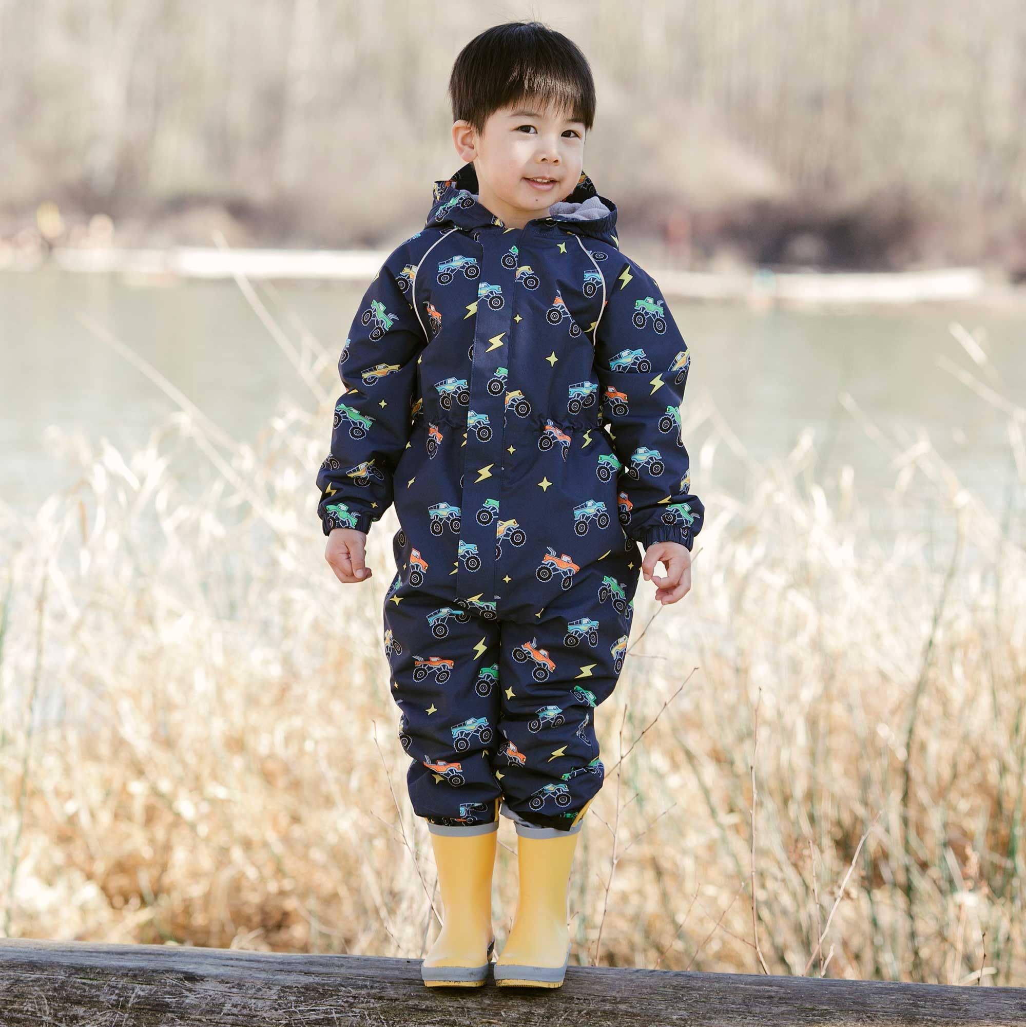 Jan & Jul Veste de pluie imperméable doublée en polaire, manteau avec capuche pour tout-petits