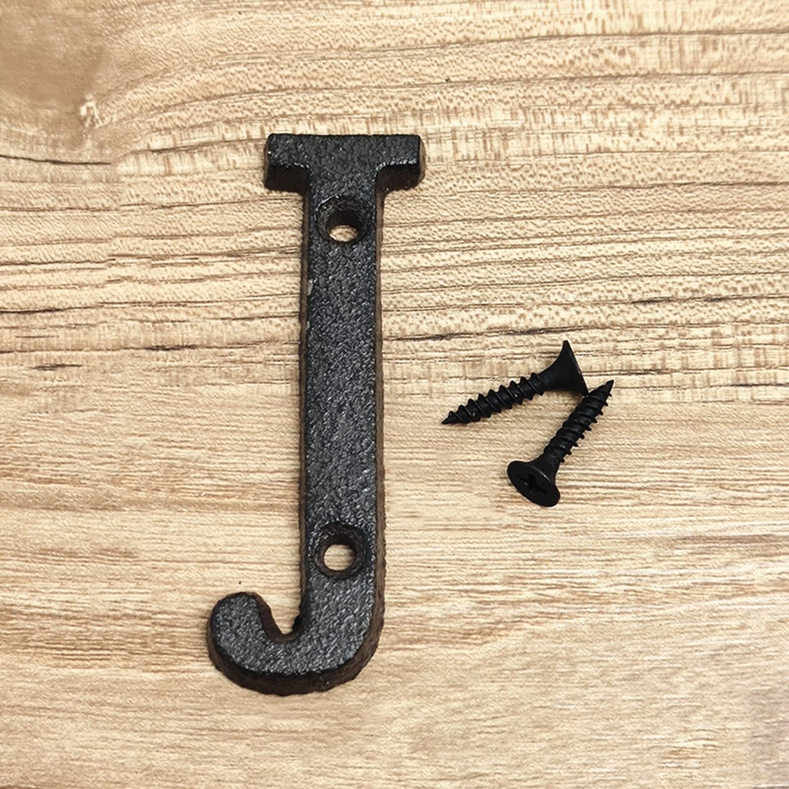 3D House Plaque Numbers 0-9 Letter A-Z Black Cast Iron 8cm Metal Digital Door Plate Sign with Screws Alphabet Home Outdoor Anti-Rust Exterior Signage Doorplate Hotel Apartment Street Mailbox (J)