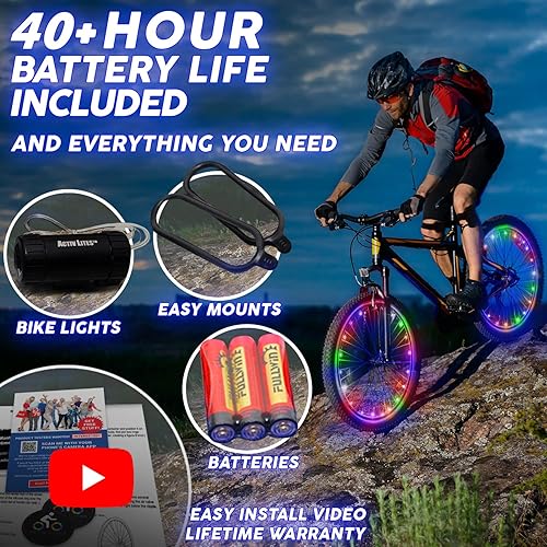 Miniatura 5 de Activ Life Luces LED para rueda de bicicleta con baterías incluidas. Obtén 100% más brillante y visible desde todos los ángulos para una máxima