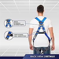 Vista 3 de Palmer Safety Full Body Harness 5pt Adjustment, Dorsal D-Ring, Grommet Legs, and Fall Indicators