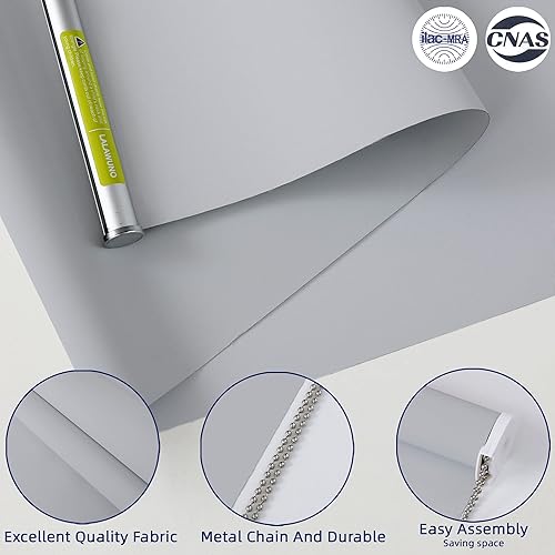 Miniatura 3 de LALAWUNO Persianas enrollables 100 % opacas, con aislamiento térmico, tela impermeable con protección UV, con cadena, para hogar y oficina (gris, 38