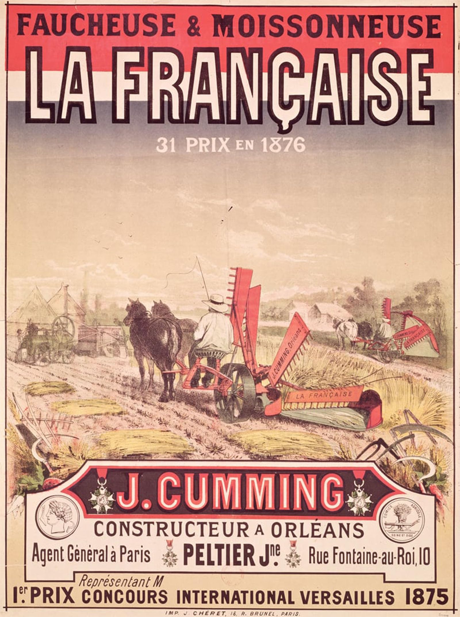 POSTERIIk Famous Modern Artwork Art Mural Poster La Francaise Reaper and Mower by Jules Cheret Oil Paintings Pictures for Home Decor 60x90cm
