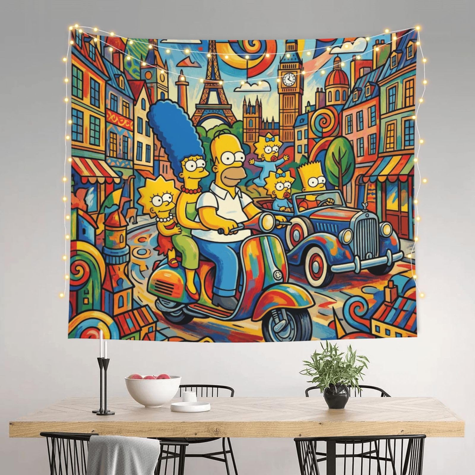HJKJKKJ Tapestry 152 X 130 CM Aesthetic Wall Tapestrys for Bedroom Simpsons Tapestries Hanging Wall Art Blanket Home Decor Tapestry for Living Room Dorm Office