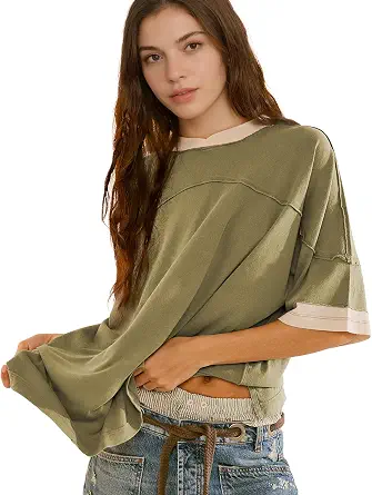 Songling Women's 3/4 Sleeve Casual Loose Fit Cotton T-Shirt