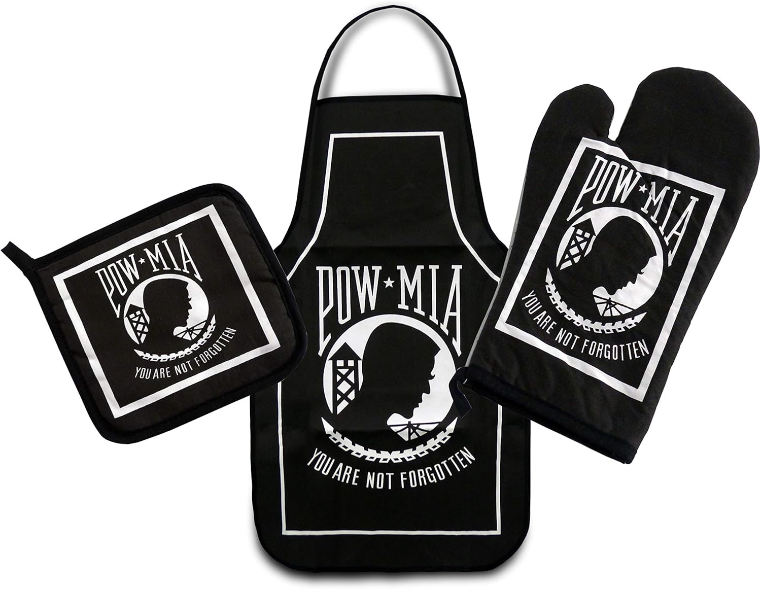 POW/MIA Kitchen & BBQ SetNew w/Apron, Oven-mitt and Pot Holder