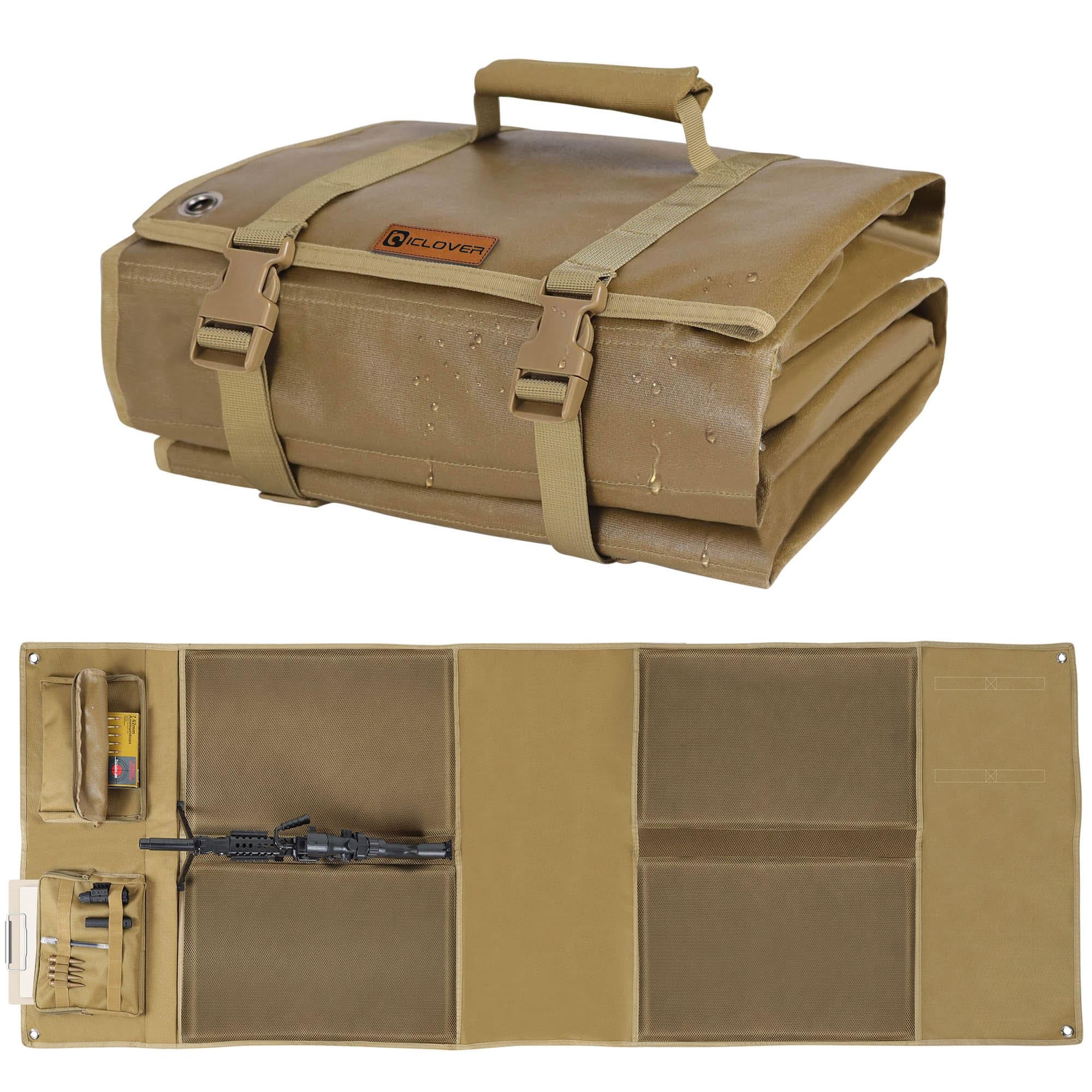 IC ICLOVER Shooting Mat, Tactical Prone Padded Shooting Mats, with 2 Pockets & Molle Webbings & Bipod Holder, Extra Large Non-Slip Waterproof Foldable Pad Blanket for Long Range Rifle Shooting Hunting