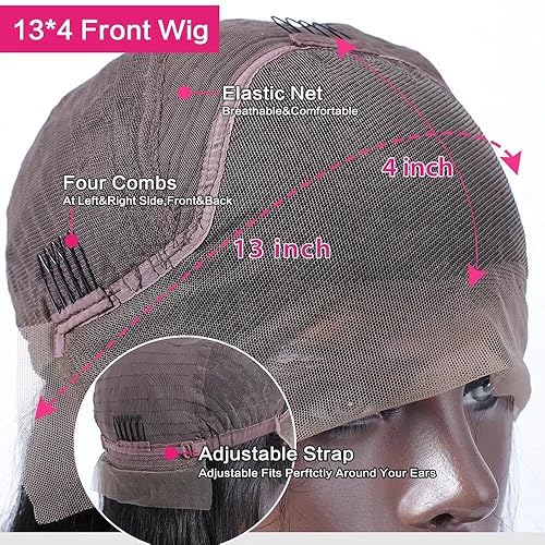 Miniatura 4 de oulaer Peluca marrón con rubio, peluca de cuero cabelludo falso, pelucas de cabello humano ondulado con encaje frontal transparente de 13 x 4, nudos