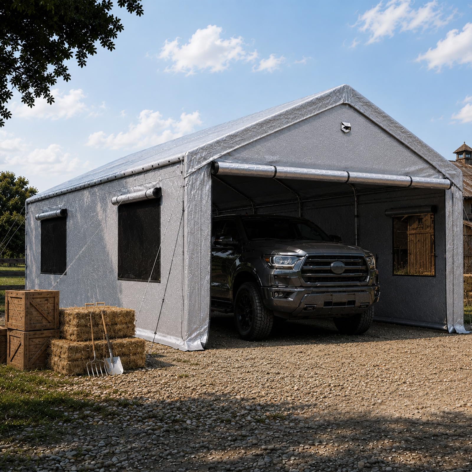 Sannwsg 10x20FT Carport Heavy Duty