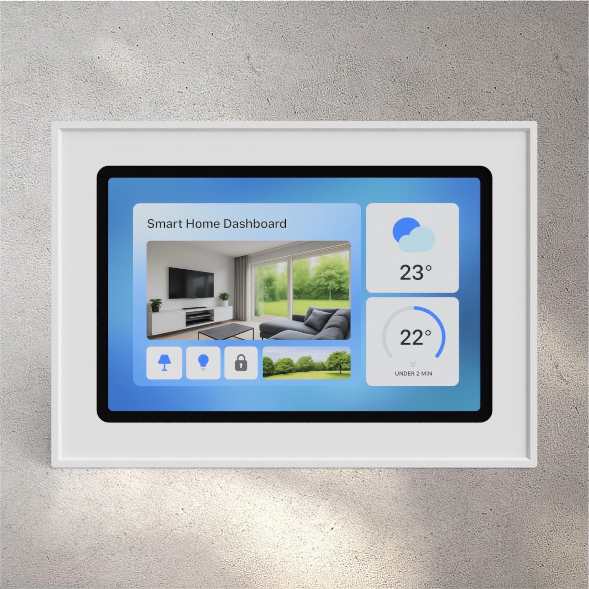 Tablet Wandhalterung für Lenovo Tab M11 (11 Zoll, TB330) - Passgenaue & Flache Bilderrahmen-Optik für Smart Home Display - Feste Montage mit Kabelführung - Weiß