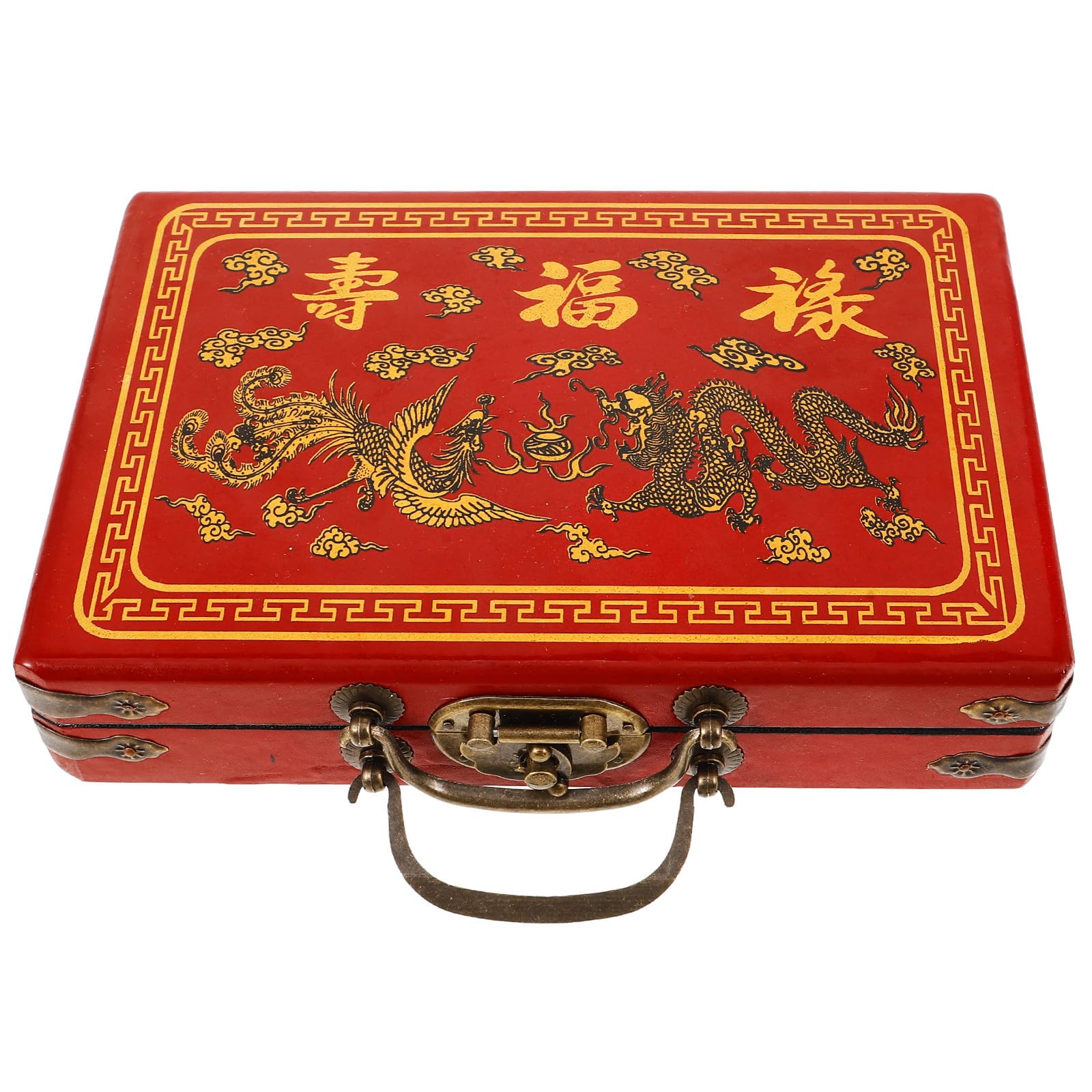 Cabilock 3 Stück Vintage Mahjong Kasten mit Griff, Rot, Tragbar | Aufbewahrungsbehälter für Mahjong, Hilft Beim Ordnen und Schützt vor Verlust, Kompakte Kasten