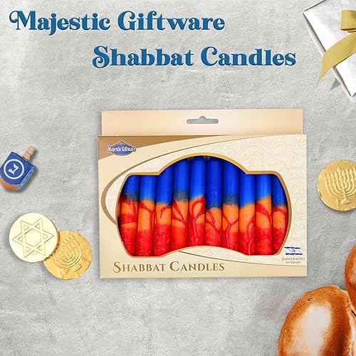 Miniatura 124 de Majestic Giftware /Safed Candles - Paquete de 12 velas Shabat (SC-SHTR-T) Velas tradicionales de Shabat hechas a mano de 5 pulgadas sin goteo Se