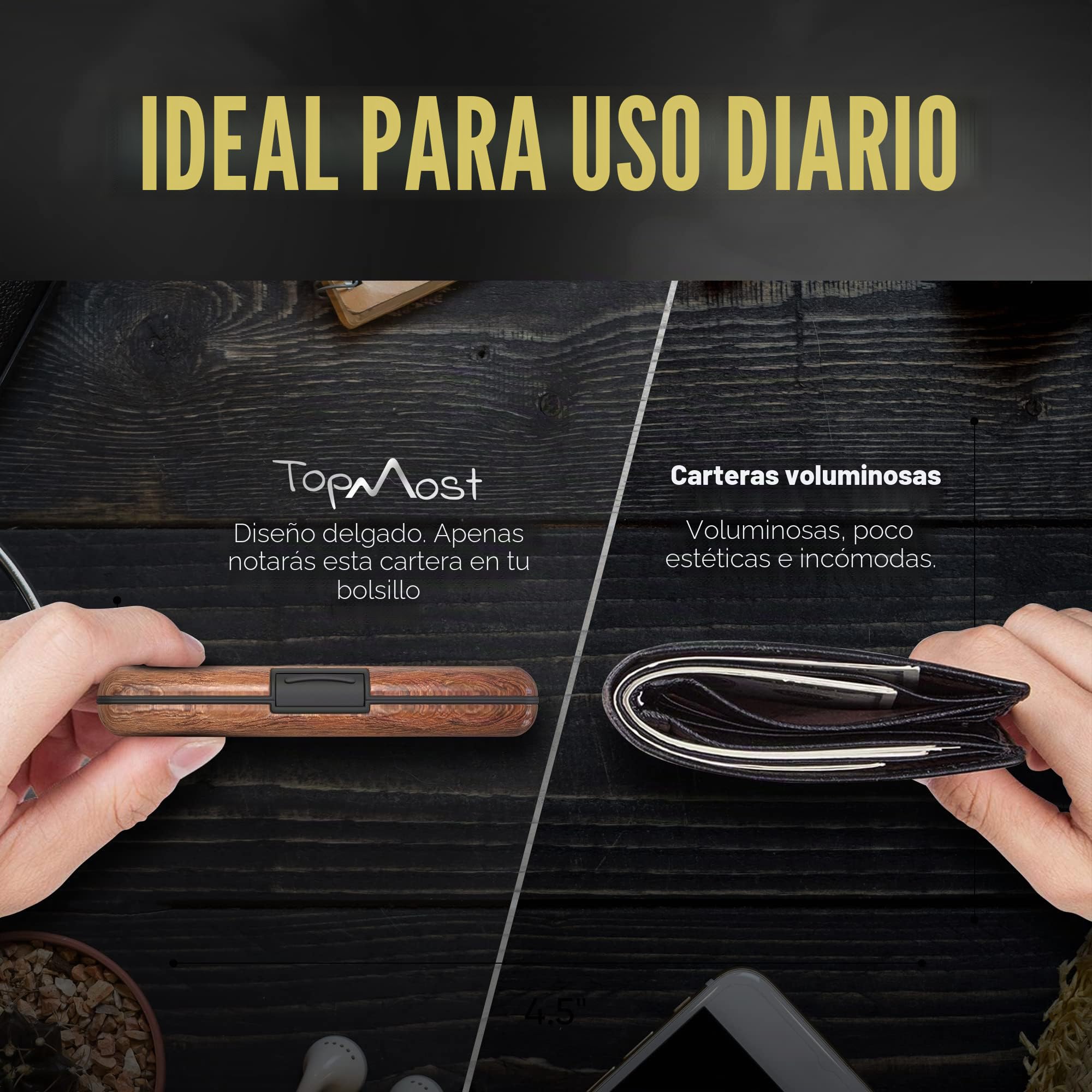 TopMost Cartera de Aluminio Bloqueo RFID para Hombres y Mujeres - Ranuras para 12 Tarjetas y Billetes