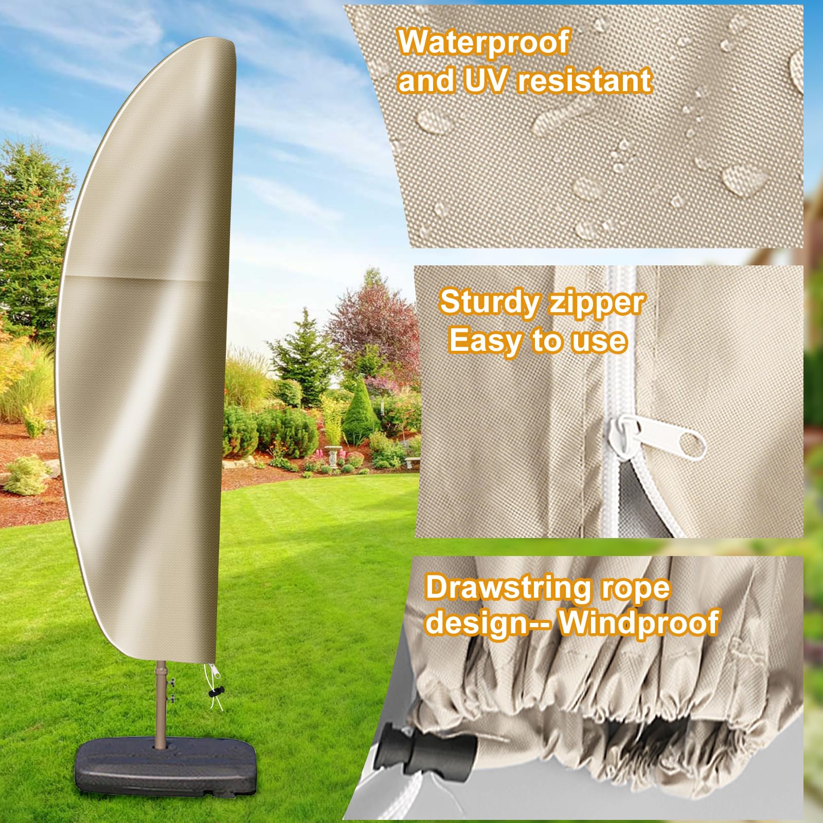 OKPOW Cantilever Patio Umbrella Cover: 7.5ft