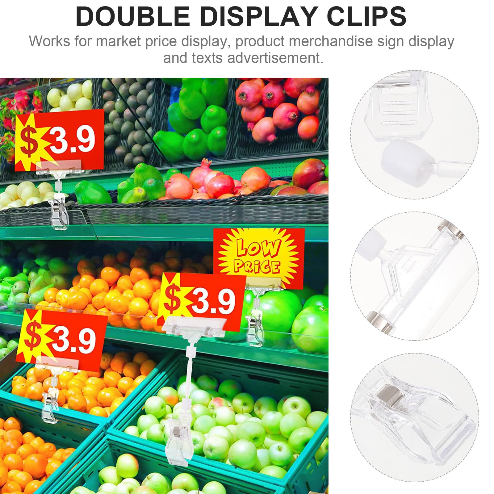 Drehbare Preisschildclips aus Ps Kunststoff 25 Stück mit Doppelseitigem Design Flexibler und Einfacher Aufbau für Warenzeichen und Marktpreisanzeigen im Einzelhandel
