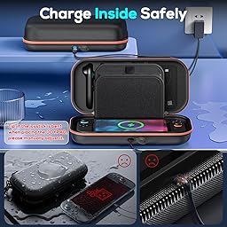 [Charge Inside] Carrying Case for Nintendo Switch 2 2025 / Switch OLED / Switch with Adapter and Joypad Storage, Travel Case for Switch 2 Console with 22 Game Card Storage, Carbon Black