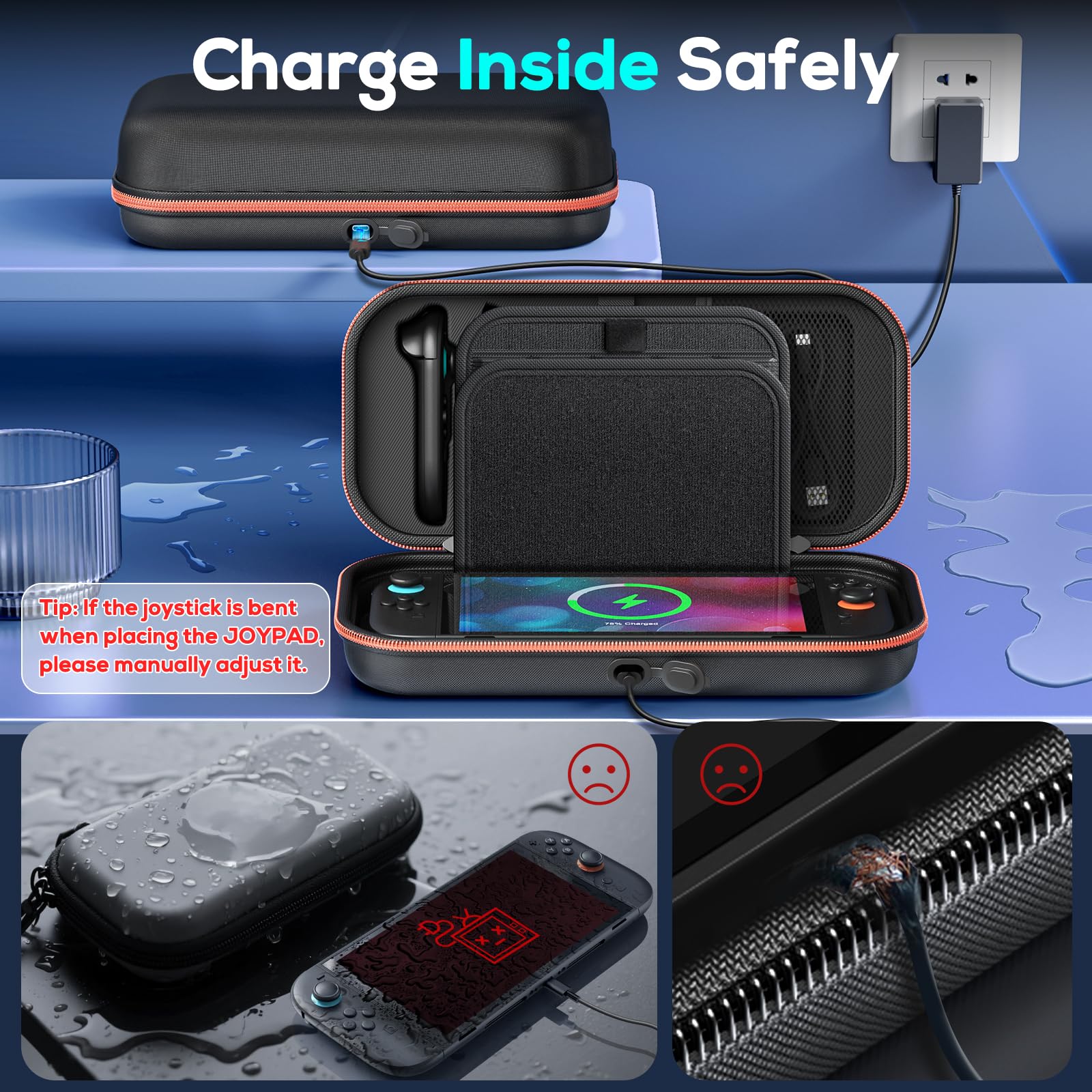 [Charge Inside] Carrying Case for Nintendo Switch 2 2025 / Switch OLED / Switch with Adapter and Joypad Storage, Travel Case for Switch 2 Console with 22 Game Card Storage, Carbon Black - 1