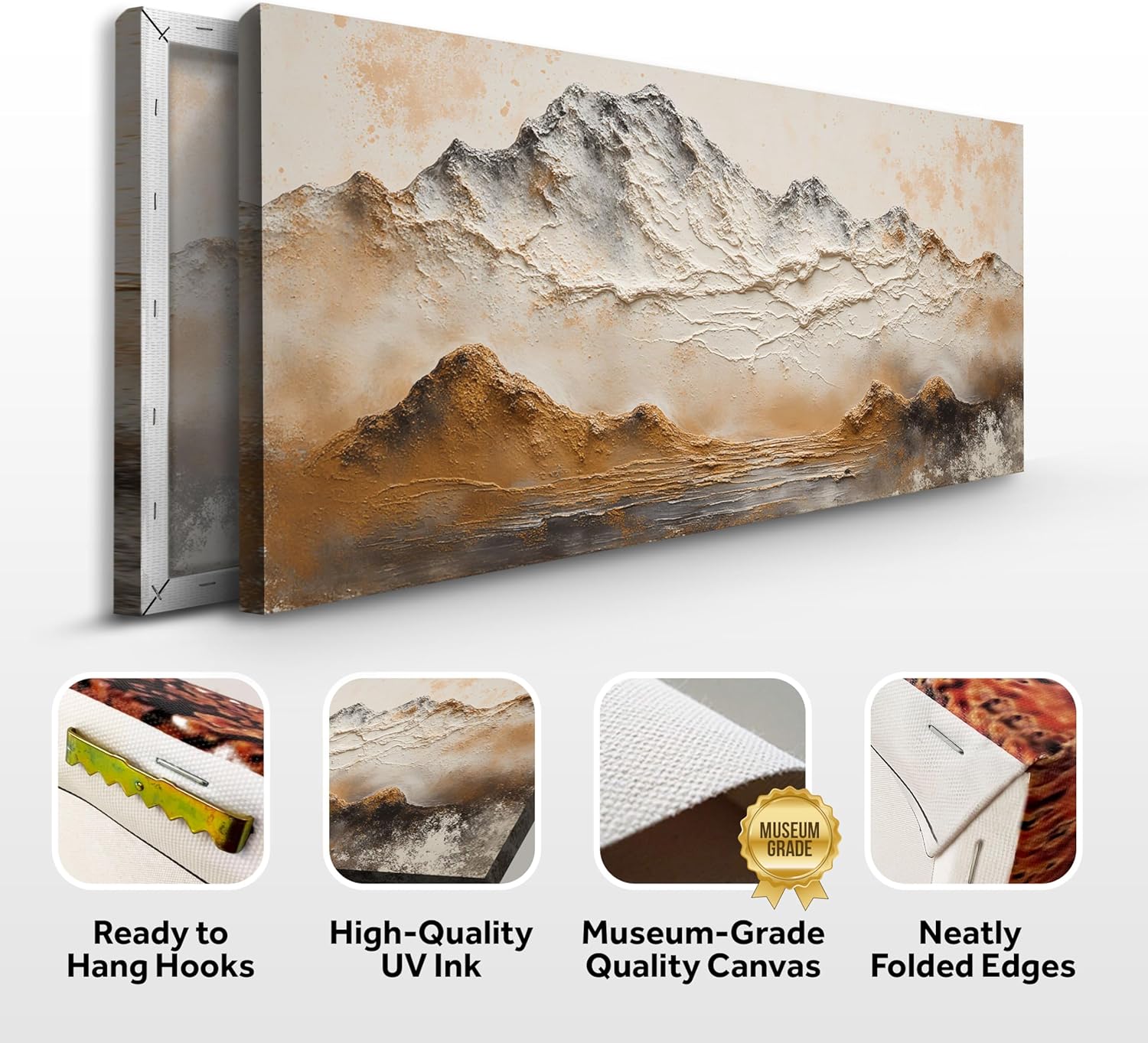 TAILORED CANVASES Amber Horizons Mountain Wall Art – Abstract Rustic Landscape Decor, Nature-Inspired Canvas Print for Living Room, Office, Bedroom, Home Interior Display 10x20