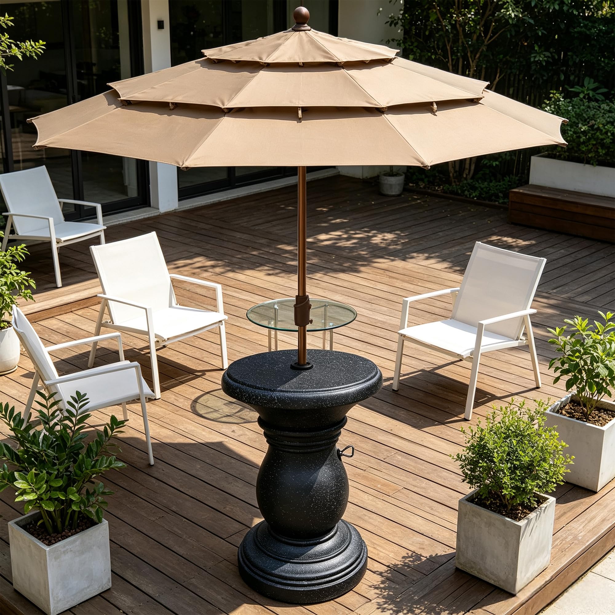 concrete patio table with umbrella hole Amazon.com: GOLASON Outdoor Umbrella Side Table, Patio Table with Umbrella  Hole for Porch, Concrete Modern Coffee Picnic or Poolside Table, Black :  Patio, Lawn & Garden