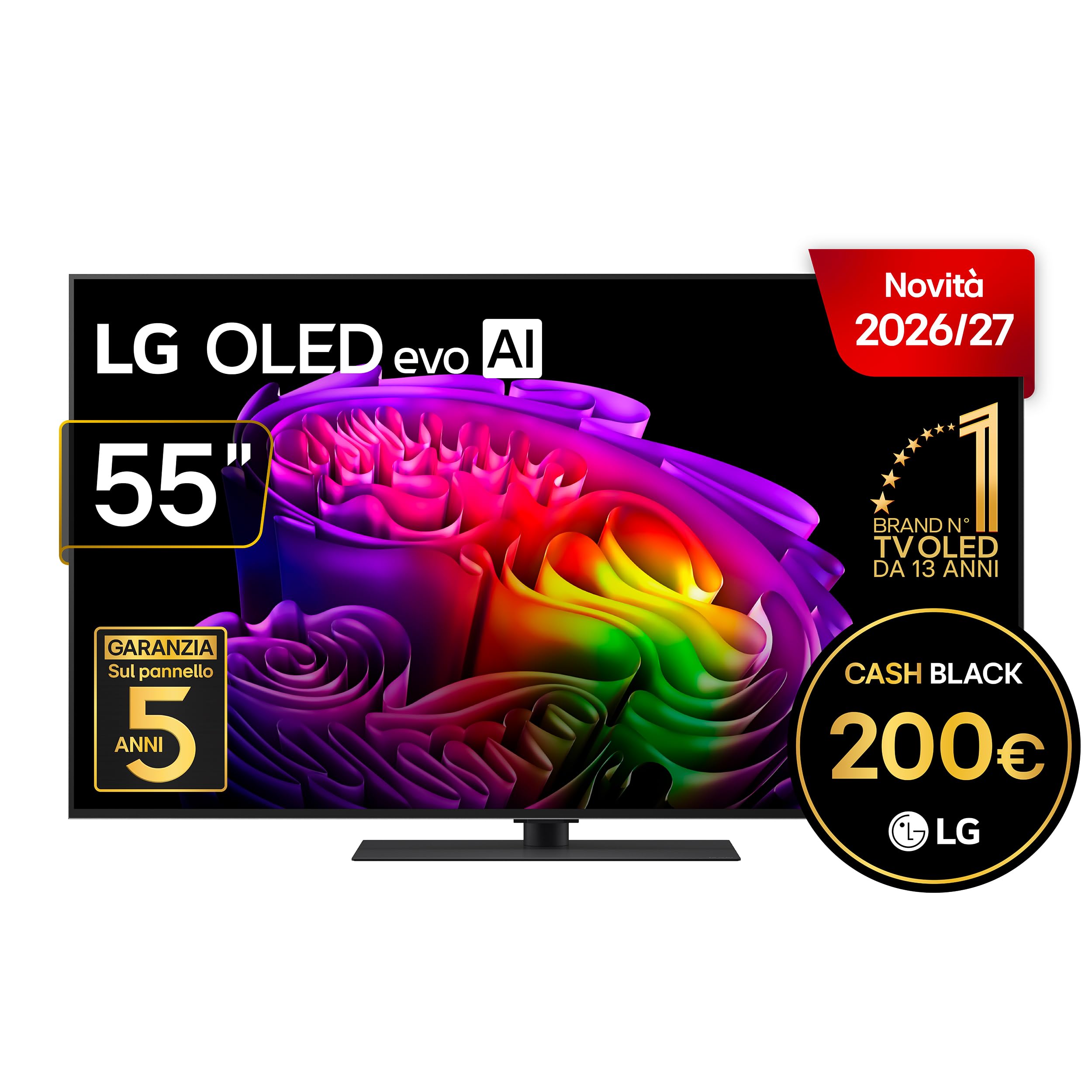 LG OLED evo AI 55 pollici Serie G6S OLED55G66LS, Smart TV 4K, Base da appoggio inclusa, Hyper Radiant Color, Reflection Free Premium, Dual AI Engine, Dolby Vision & Atmos, VRR e G-Sync 4K@165Hz, 2026