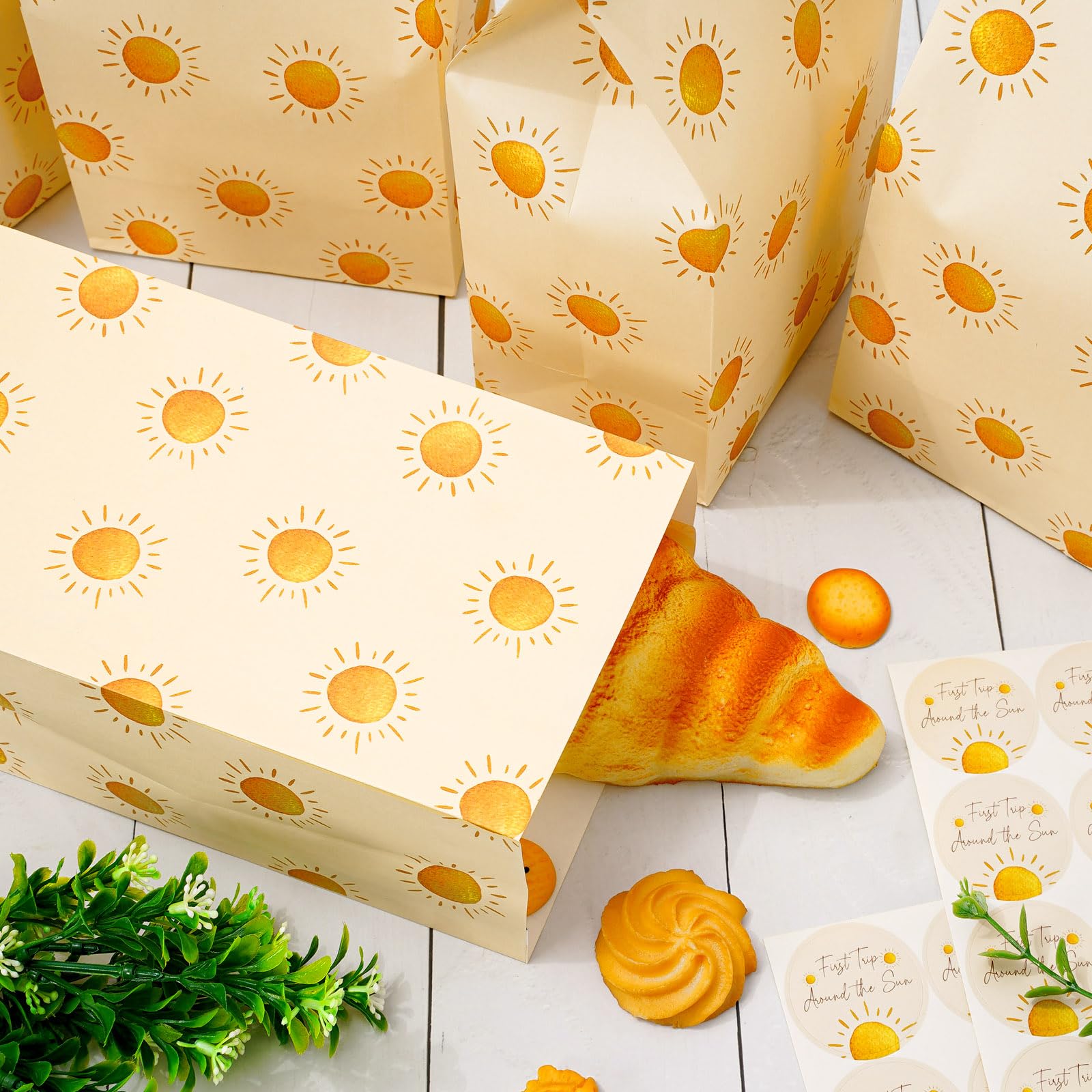 JarThenaAMCS 24Pcs One Happy Camper Paper Gift Bags - Forest Bear Camping Theme Treat Bags For First Birthday & Baby Shower Party Supplies (5.9x3.1x8.3 Inch)