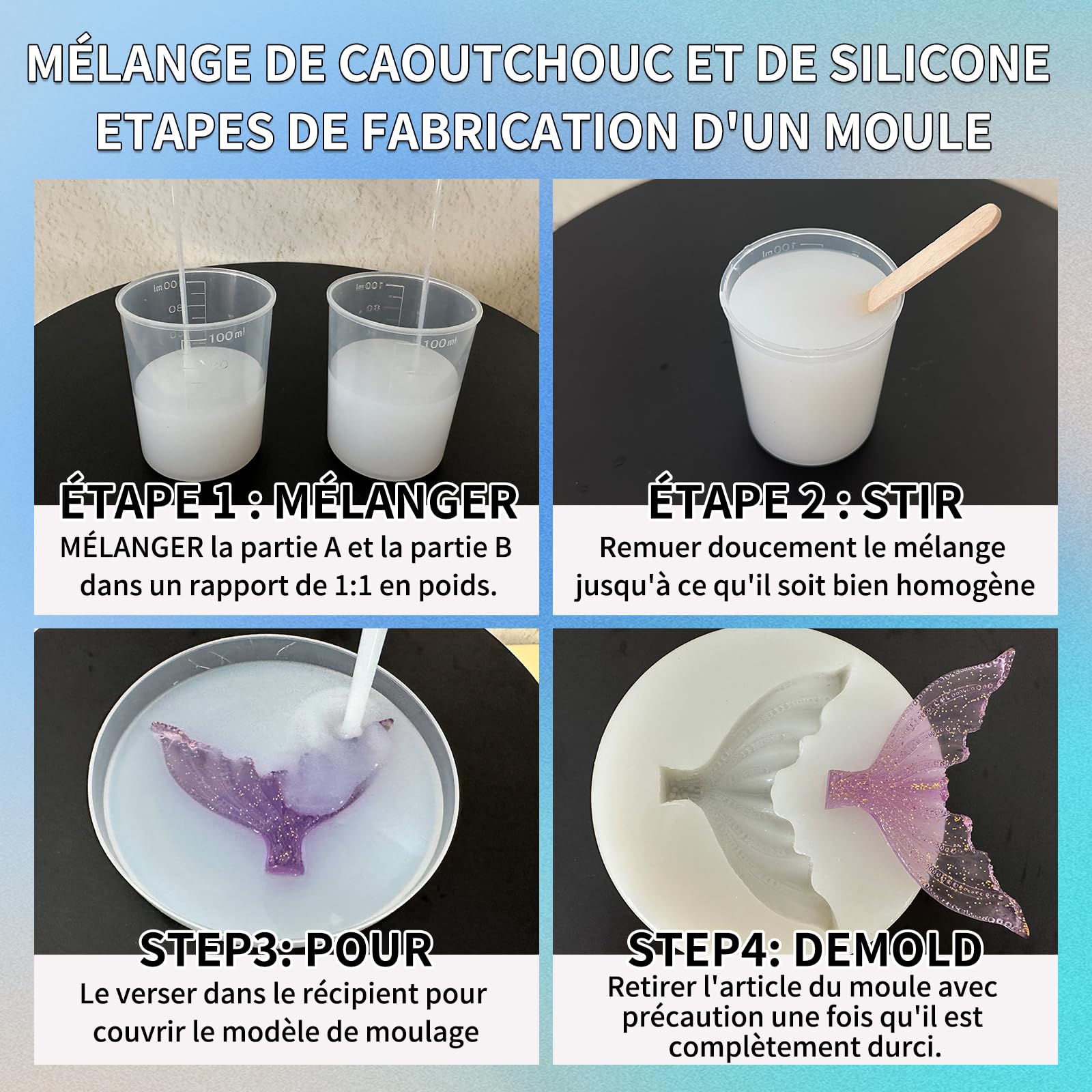 SIHOOPE Kit de fabrication de moules en silicone liquide A20 - 1 l - Convient à l'usage alimentaire - Pour bricolage, moulage en résine, savon, bricolage, gâteau, boulangerie