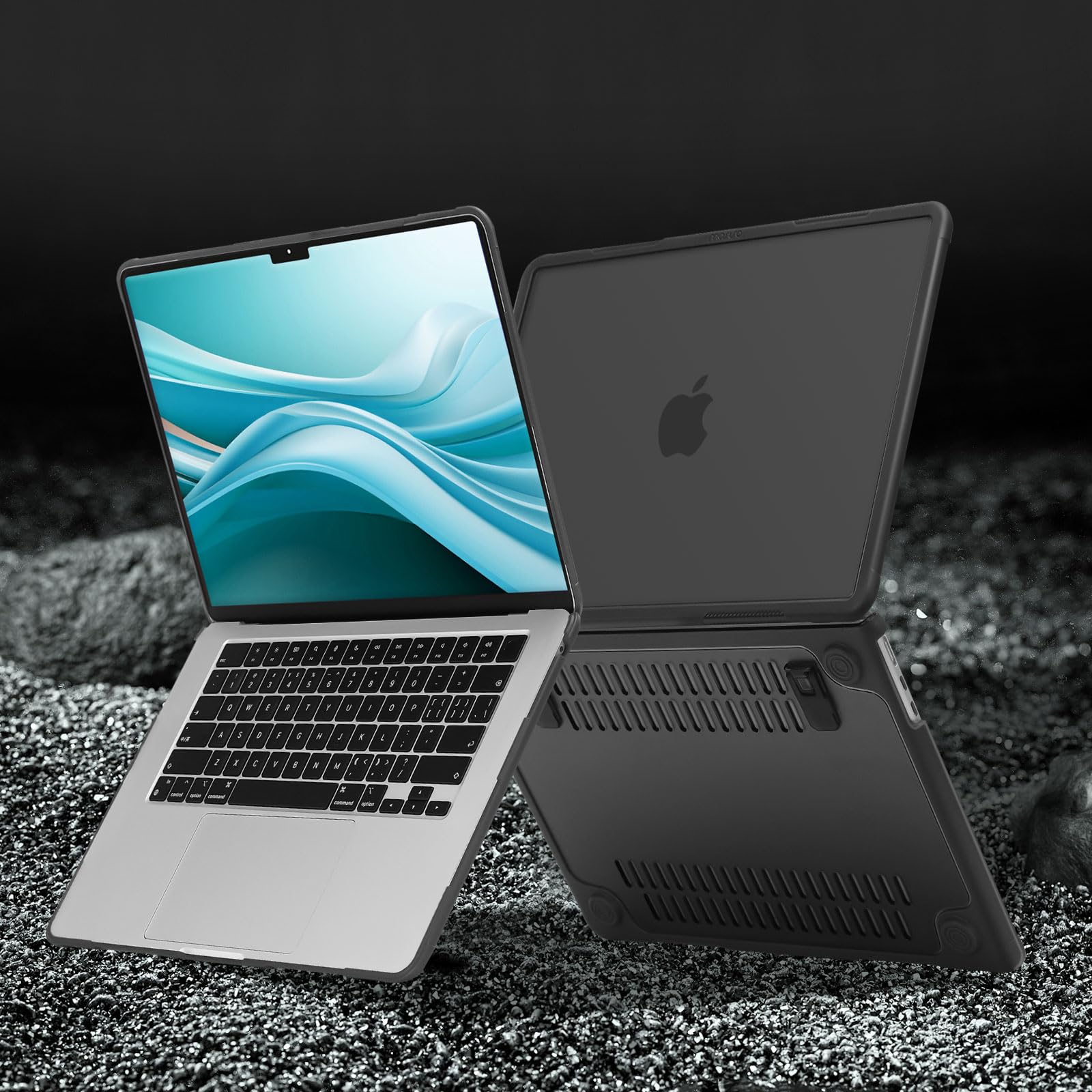 MOSISO Compatible avec MacBook Air 15 Pouces M5 M4 M3 M2,Noir | Kit 4-en-1 Coque Robuste avec Béquille Pliable Compatible avec MacBook Air 15 Pouces 2026-2023 A3448 A3241 A3114 A2941