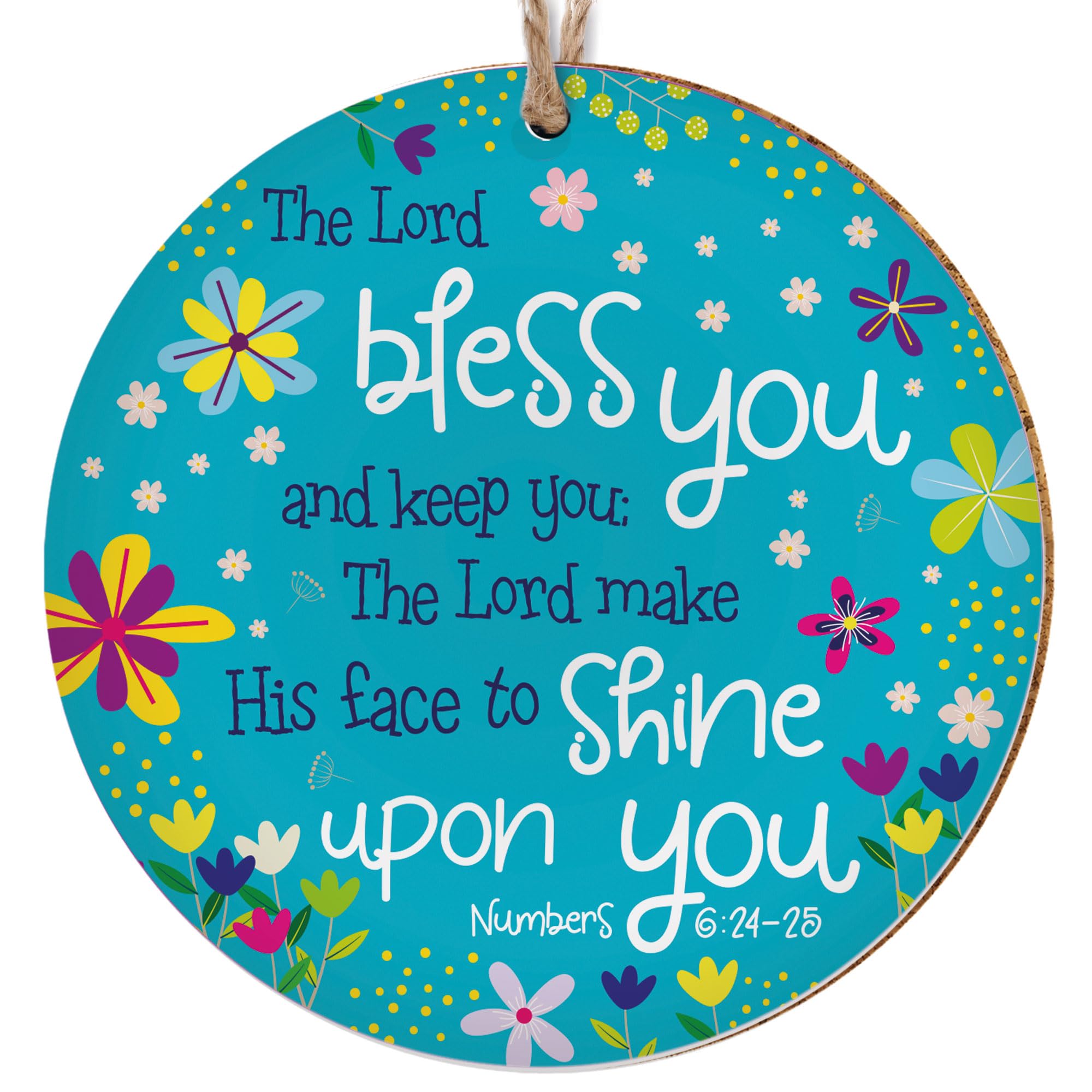 Christian Decorations - can be used as a ceramic hanging decoration or as a coaster. Beautiful Christian gifts for women or men, by Just Cards Direct (Bless You (teal))