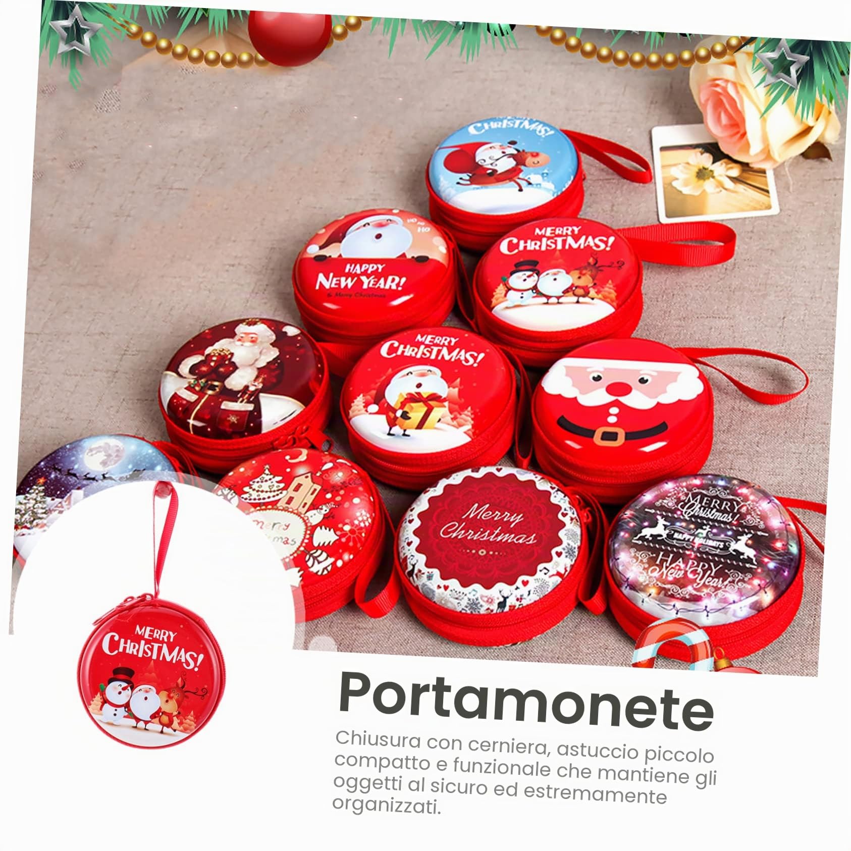Levemolo 30 Pz Portafoglio Natalizio Sacchetti Per Bomboniere Natalizie Dell'albero Di Natale Albero Di Natale Appeso Mini Custodia Cerniera Piccolo Portamonete Bambino
