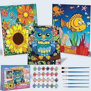 Amazon.com: Kids Paint By Number Kits Age 8-12, 3 Pack 8x10 Inch Framed ...