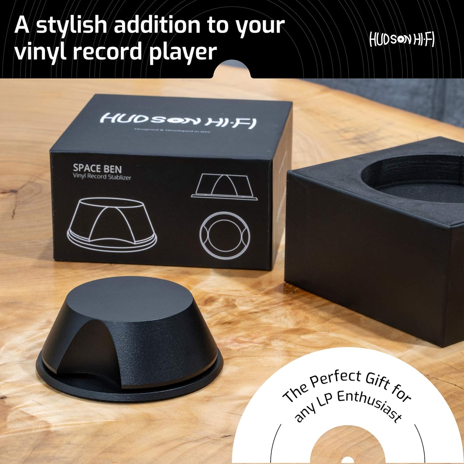 Amаzоn Crаzу 🔥 Dеаlѕ Hudson Hi-Fi SpaceBen Record Weight Stabilizer with Protective Leather Pad - 8-Ounce Vinyl Turntable Weight - Durable & Stylish LP Stabilizer - Fits on Any Turntable - Black Matte