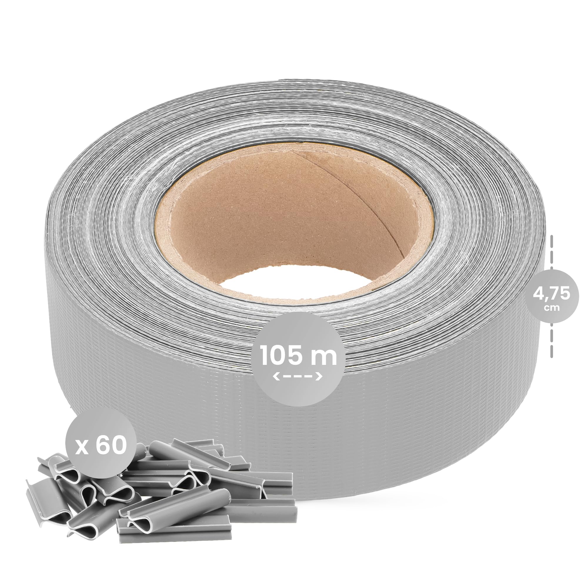 Valla Tiras Protectora Privacidad Pantalla Proteción 4,75 cm x 105 m Opaca Anti-UV Resistente Viento Sol Balcones Jardines Tiras de Sujeción 60 Clips Fijación