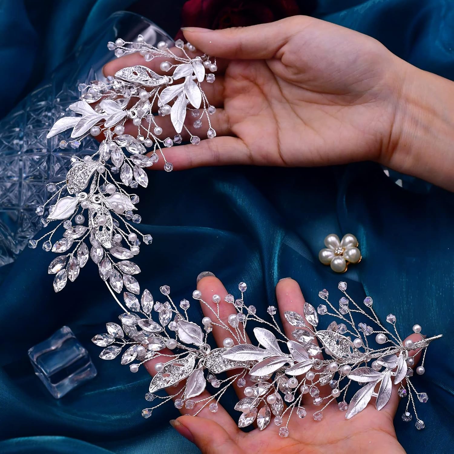 HONGMEI Bridal Headpiecees for Wedding Hair Accessories for Brides Rhinestone Wedding Headband for Women and Girls - Image 4