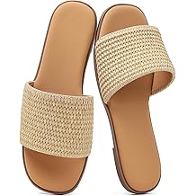 Slides Sandals for Women Basic Slip On Flat Sandals Open Toe Comfort Beach Sandals Slippers for Casual Dressy Summer
