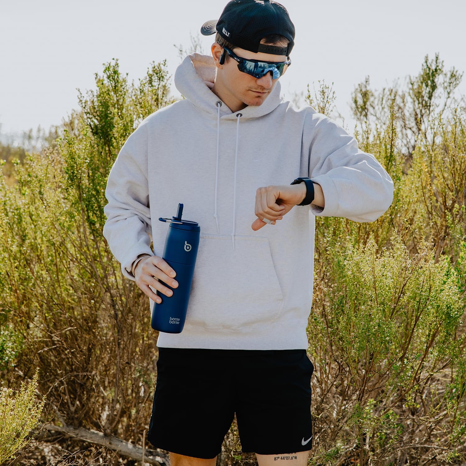 BOTTLE BOTTLE Stainless Steel Water Bottle with Straw and Lid 32 oz Vacuum Insulated Cup Stay Cold and Hot, Leak-Proof Wide Mouth Water Bottles for Men,indigo blue - Image 2