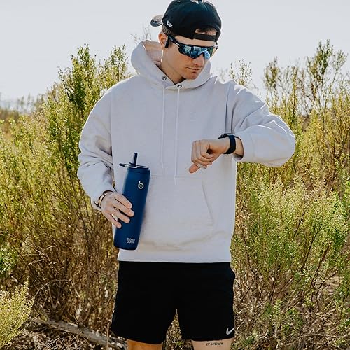 Miniatura 2 de BOTTLE BOTTLE Botella de agua de acero inoxidable con popote y tapa, taza aislada al vacío de 32 onzas, se mantiene fría y caliente, botellas de