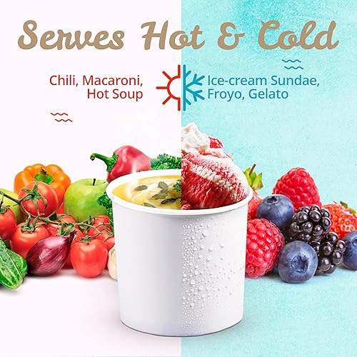Miniatura 7 de MATICAN Vasos de papel para helado, 50 cuencos de postre desechables de 11 onzas para alimentos calientes o fríos, suministros de fiesta de 11