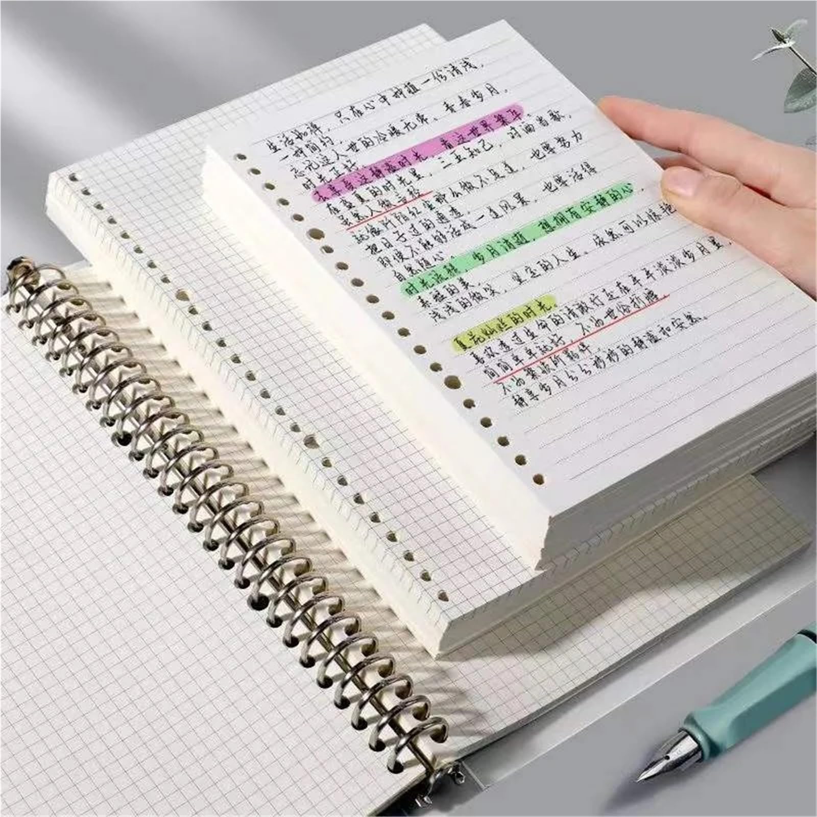 spiralbuch A5/B5/A4 Binder Loseblatt Austauschbare Innenfüllung Mit Trennwand Metallring Journal for Studenten Büro Schulbedarf(Dotted Refill,A4)