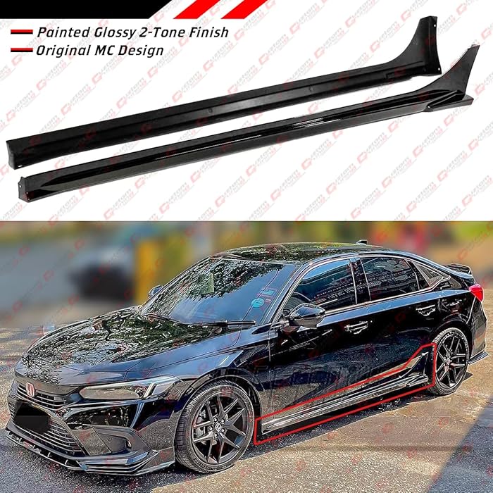 Buy MC Style JDM FE180 Painted Full Gloss Black Side Skirt Extension