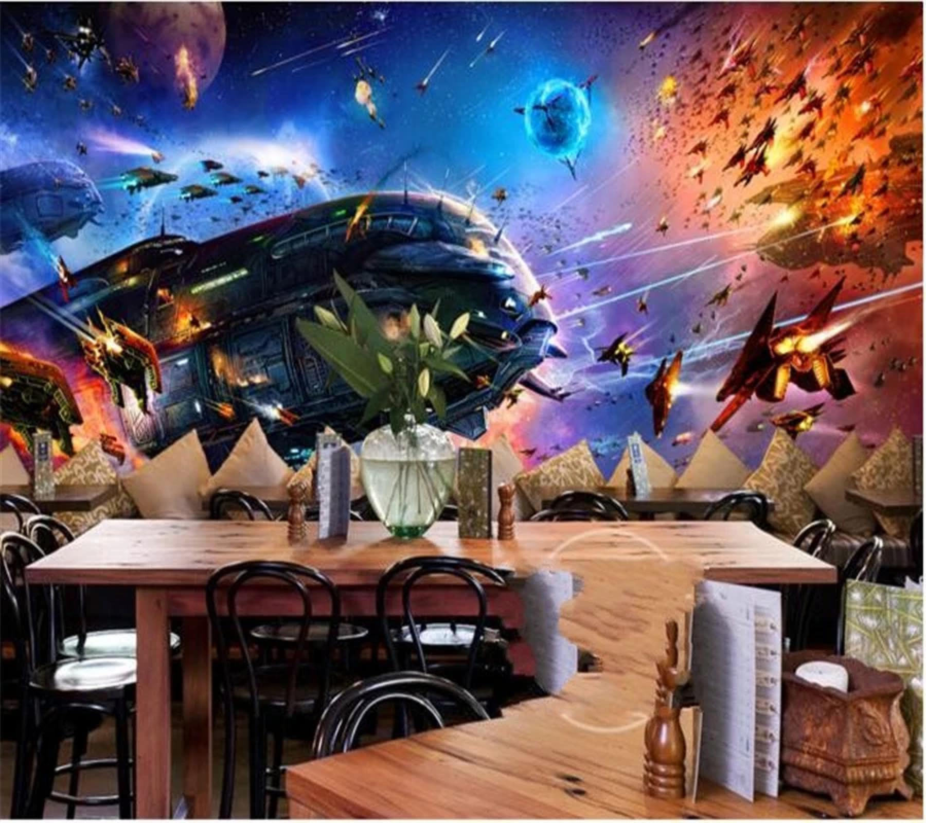Samoprzylepna tapeta 3D do salonu i sypialni – obraz ścienny z motywem kosmicznym science fiction