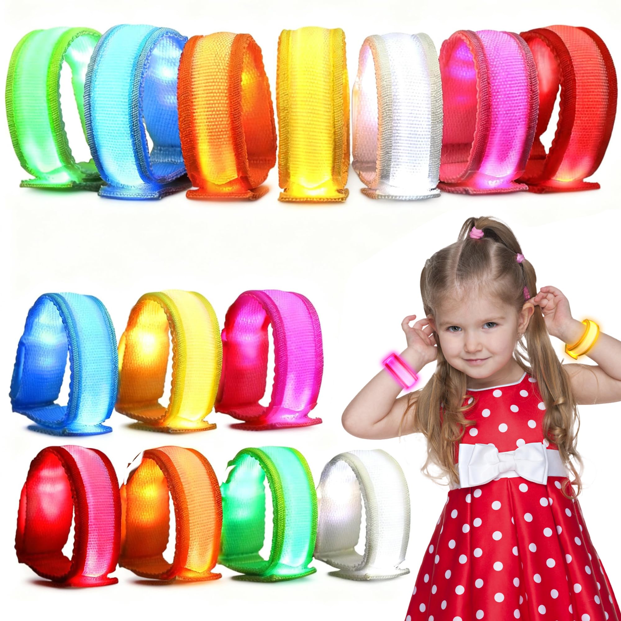 YADIYA 14 PCS LED Glow Bracelets, LED Light Up Bracelets for Kids Adults,Glow in The Dark Party Favors Supplies for Night Events, Concerts Rave Sports