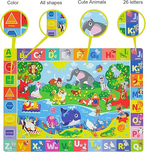 Miniatura 4 de Alfombra de juego para bebé para piso, tapete de juego antideslizante para niños pequeños y bebés, alfombra educativa ABC acolchada extra gruesa