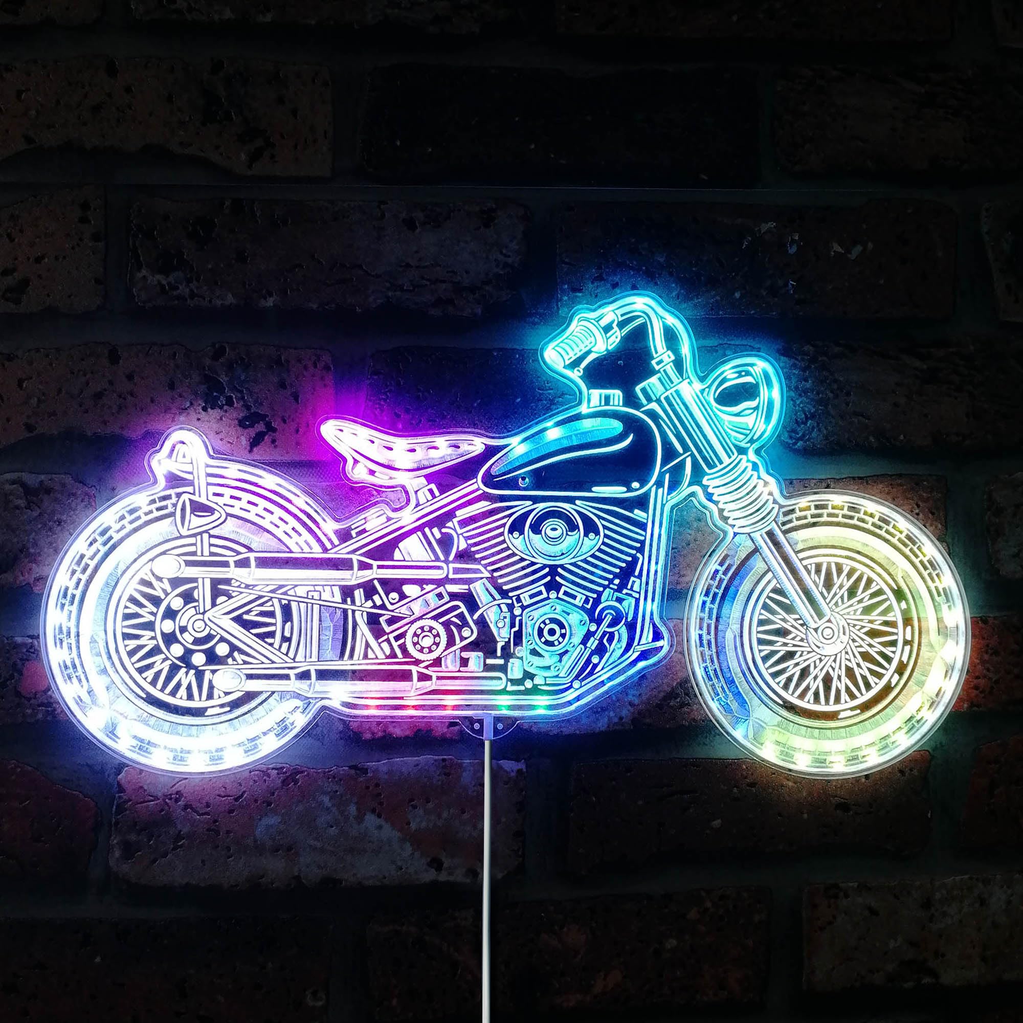 ADVPRO Motorcycle Garage Man Cave RGB Dynamic Glam LED Sign - Cut-to-Edge Shape - Smart 3D Wall Decoration - Multicolor Dynamic Lighting st06s42-fnd-i0060-c โ image 1