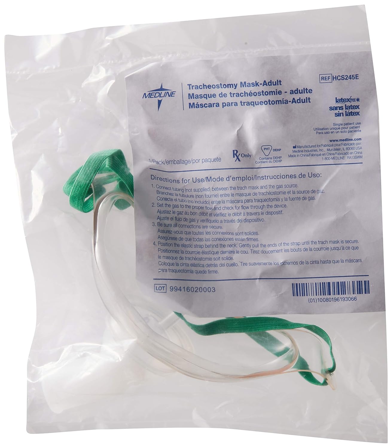 Medline Industries HCS245E Adult Trach Mask, Latex Free
