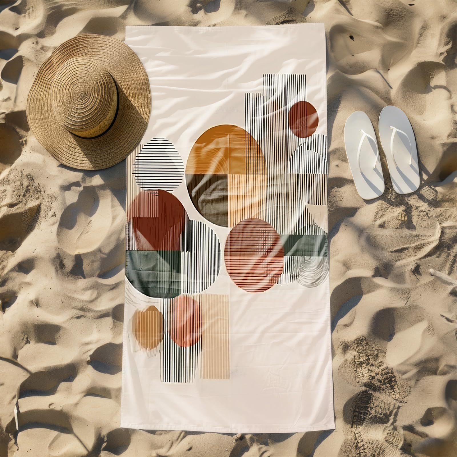 Generico Telo Mare Microfibra 200X100 Modello Verde Marrone Asciugatura Rapida Telo da Spiaggia Sabbia Per Donna Uomo Viaggi Vacanze Nuoto Campeggio