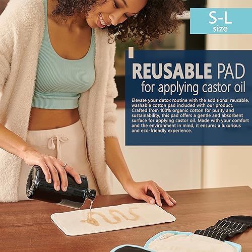 Miniatura 4 de Paquete de aceite de ricino para estómago, kit de envoltura de aceite de ricino de algodón orgánico para desintoxicación del hígado, paquete de