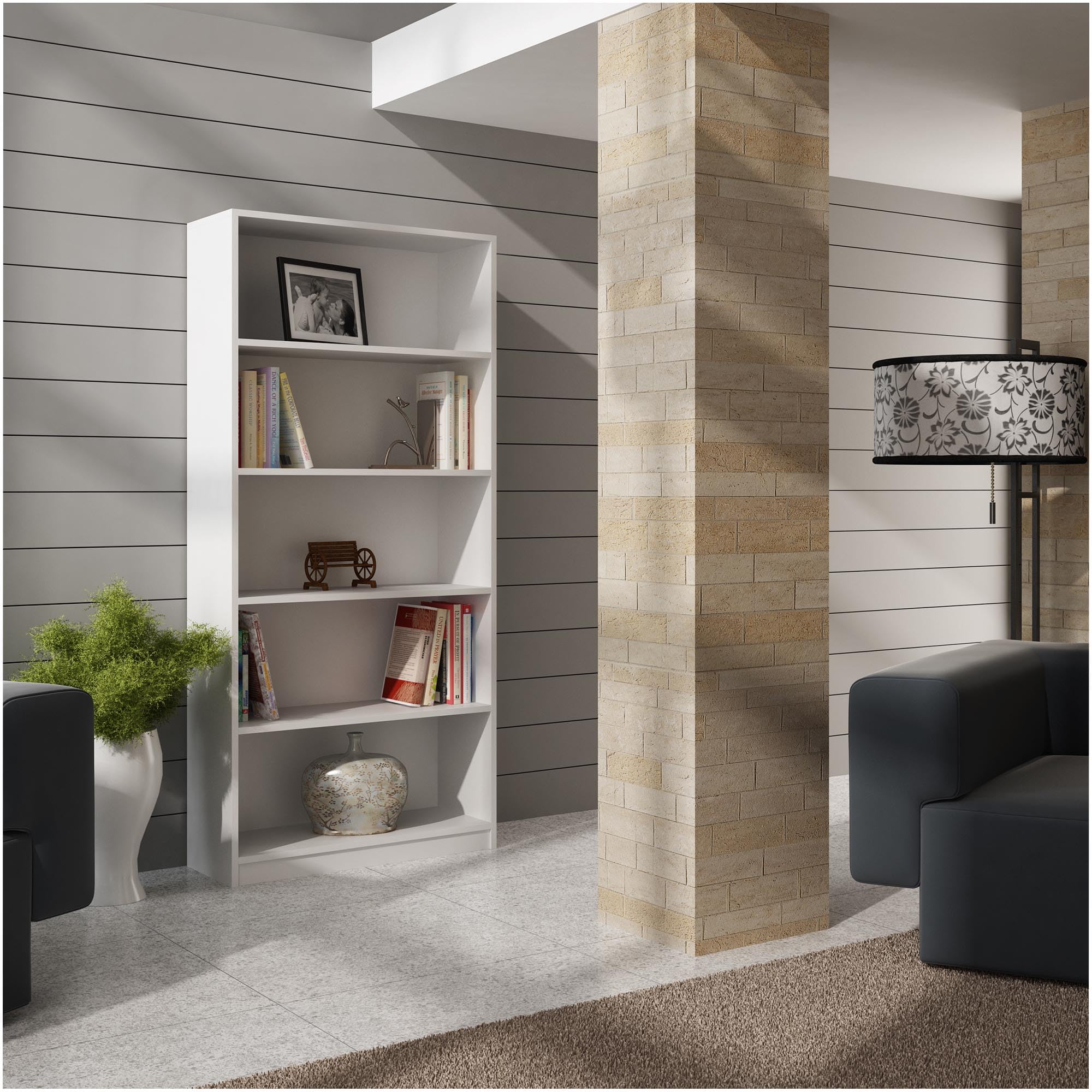 CDF Bibliothèque Ouverte Meuble à Case de Rangement avec Compartiments Colonne pour Bureau Salle à Manger Home Office Salon Livres Dossiers Décoration Chambre Modern Vertical - Blanc 60 cm