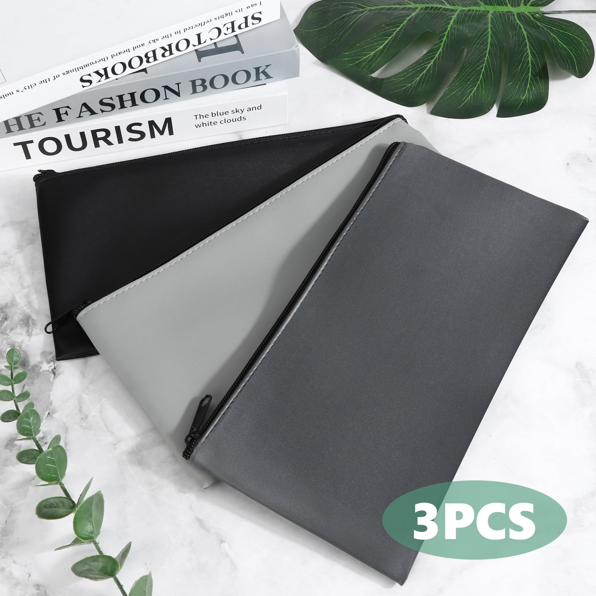 3 Bolsas de Dinero con Cremallera, A5 Bolsa de Seguridad para DepóSito Bancario, Bolsa para Dinero,Soporte para Recibos para Monedas en Efectivo, Herramienta CosméTica para Billetes, 27 x 15 cm